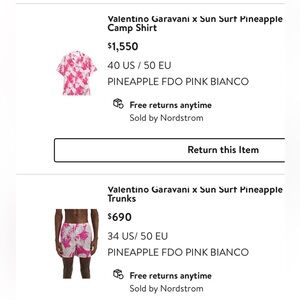 Valentino Set Fuchsia and White Floral Shorts (swim) and Button Down Shirt